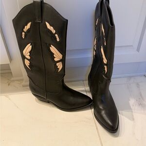 Black and Cream Western Boots